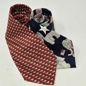 REPUBLICAN POLITICAL NECKTIE BUNDLE RED BLUE ELEPHANT TIES RENE CHAGAL A. ROGERS